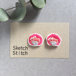 pink×pink刺繍ピアス