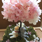 *送料無料* プリザーブドフラワー 4月のネコとさくら色の木