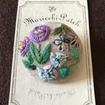 花刺繍 ブローチ