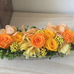 ビタミンカラーのアレンジ　 イエローオレンジ　開店祝い　送別祝い　退職祝い　結婚祝い　還暦祝い　プリザーブドフラワー　敬老の日　新築祝い　お誕生日　傘寿　米寿　開店祝い　開院祝い　母の日