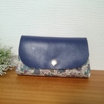アコーディオンポーチ＊ミニ財布＊ネイビー＆花柄