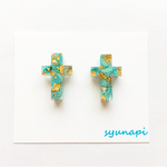 クロスのターコイズピアス mini