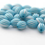 【10個】Fluted Blue White Oval Acrylic Beads 11mm 