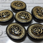 アクリルビーズ （ Ｂlack Rose/Oval） No6