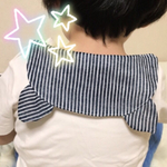 ☆汗取りパッド☆ねこ耳付き☆ブルーストライプ