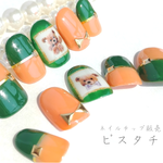 【在庫処分品】ネイルチップ/バイカラー＆クマ【Mサイズ】