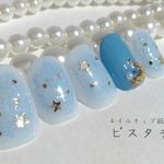 【再再販】ネイルチップ【月と星のチークネイル･青】