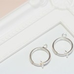 【送料無料】カン付き フェイクピアス　パイプイヤリング　ホワイトシルバー　4個　パーツ 素材 材料 ピアス イヤリング