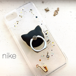 猫の演奏会~サックス iPhoneケース iPhone7/7plus/6 音符 猫 楽器 シンプル スマホケース