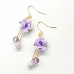 薔薇の花のピアス ☆ アメジスト ＆ ブルーレースアゲート ☆ パワーストーン 天然石