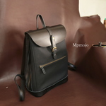 大人の帆布＆レザートリム　ミニスリムリュック　Black AT