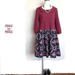 まる襟ガーリーワンピース（レッド系花柄）
