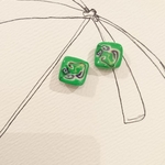 ◎GREEN◎マーブルキャンディーピアス