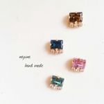 ☆受注制作イヤリング☆スクエアビジューノンホールピアス