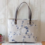 再販☆スペインコットン『DARA 』青ローズ  M バッグ