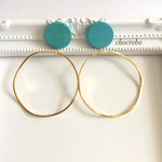 ♡再販♡大ぶり ターコイズ×ラウンドフープピアス/イヤリング