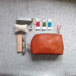 ぷくっとフォルムのポーチ　イタリアンレザー　キャメル 〈受注制作〉