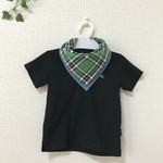 オシャレboyのよだれかけ☆タータングリーン✖︎デニム