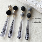 大ぶり black×gray monotoneピアス/イヤリング