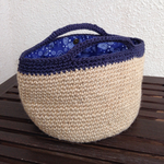 紺×麻ひもバッグ