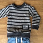 ＋＋ size 120　ボーダー長袖Ｔシャツ（グレー×チャコール ＋＋