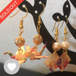 鶴のもみじピアス♡今だけ四角形ピアスおまけ付き！