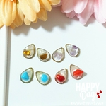 水晶×シェル **選べる♪天然石カラフルミニレジンピアス(イヤリング)茶紫青赤**