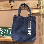 新作！！人気のデニムトートバック大 ステンシル ライフ