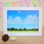 油絵原画『春の海』　額縁付き