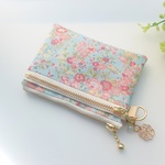 LIBERTY  Tatum　テイタム　J16A　ライトブルー　ビニコのWファスナー・中布・仕切りポケット付きminiポーチ　◇◆コインケース・キーケースにも♪
