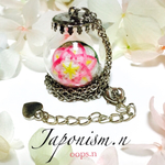 Japonism.n5 びん細工てまり・ガラスドームの桜の手毬ペンダント ネックレス 櫻姫