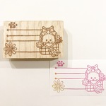 ワンコの消しゴムはんこ★住所枠 ポメラニアン 花かご
