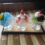  🍧かき氷🍧🌌🎋🌌  ミニチュア  ドールハウス  カフェ  和菓子  抹茶  スイーツ パフェ  かき氷 イチゴ🍓   