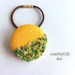 green×orange刺繍ヘアゴム
