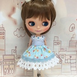 2周年記念 苺祭り‼️ ワンピース  苺 チェックブルー(ブライス、リカちゃん)
