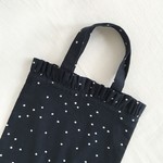 フリルのミニバッグ　星の綿麻　ネイビー