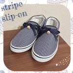 ワンサイズSALE【M】一粒パールストライプスリッポン♪