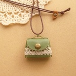 ネックレス*miniコインケース*かばん Lace*抹茶グリーンレザー