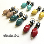 ボーダーキューブ×カラフルツイスト□■ピアス/イヤリング