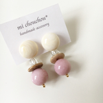 カボション×ピンクアクリルビーズピアス/イヤリング
