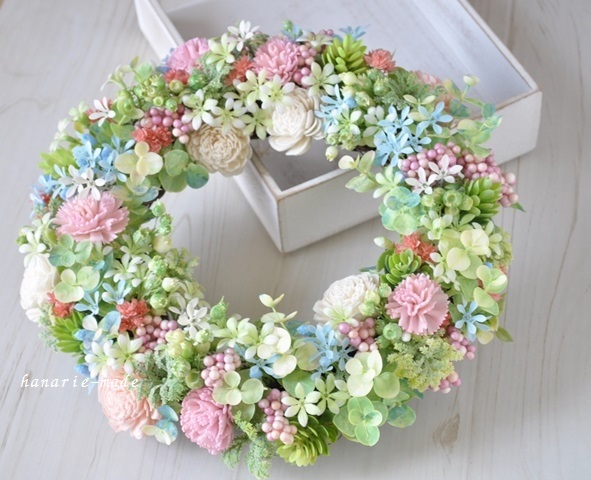 fairy flower ring:ピンクカーネーションのリース