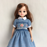 pojya様専用 スモッキング刺繍ワンピース ブルー リカちゃん服