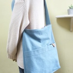斜め掛けショルダーバック☆帆布☆アイスブルー