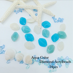 再販⭐️AQUA Color Diamond Acrylbeads＊24pcs＊アクリル 菱形 海 ブルー 天然石調