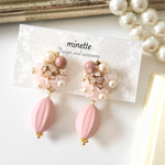 Flower bijou ♡ アーモンドピンク バックキャッチピアス