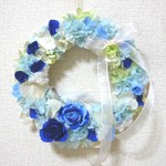 ～SALE ～青いバラのリース＊はなびら舞う小鳥とともに＊