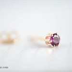 14kgf rose ガーネット(6本爪/3mm・1個)天然石ピアス 送料無料