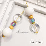 No.S143 キラリ✧︎透明ビーズ×ウッド×ホワイトピアス