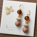 べっ甲　ダークピンク　大ぶり　ピアス/イヤリング