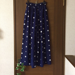 格安値下★星柄★ネイビー  スカンツ  ロングパンツ  裏付き